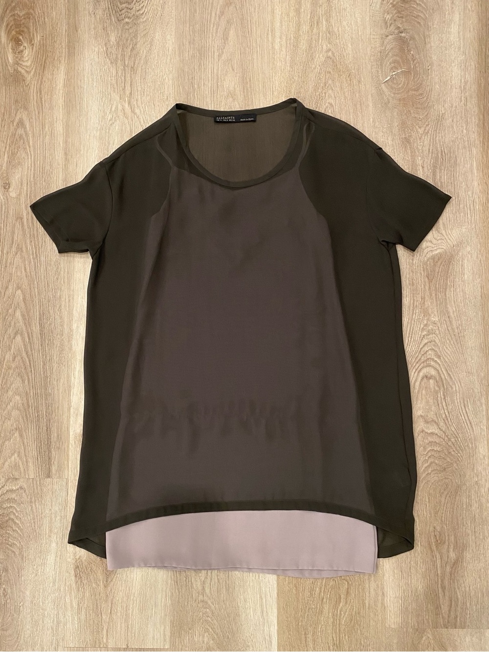 Allsaints Lance Dress Sheer Black with Taupe Inner Slip Size 0 Originally $240 - Picture 3 of 11